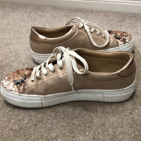 Anthropologie | Gold Flip Sequined Sneakers - Picture 9 of 13